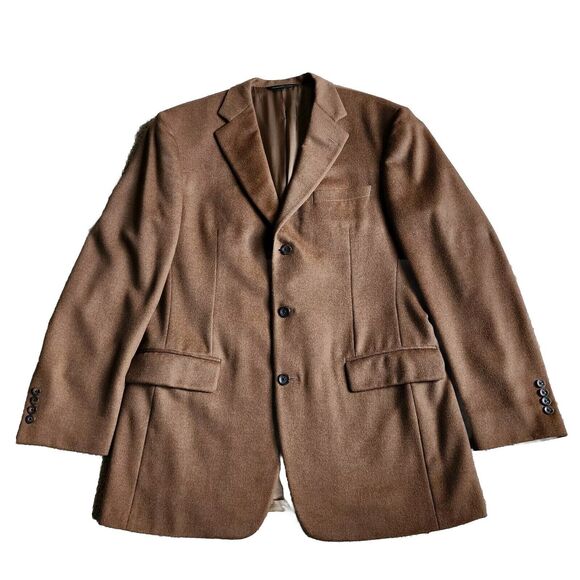 SAMUELSOHN SB Como Sports Coat 42L Long Brown Blazer Wool Silk Cashmere - Picture 1 of 13